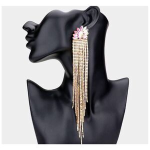 NEW Encour 8” AB rainbow fringe earrings. Special event glam.
